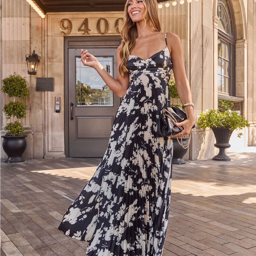 Vici Soraya Printed And Pleated Maxi Dress